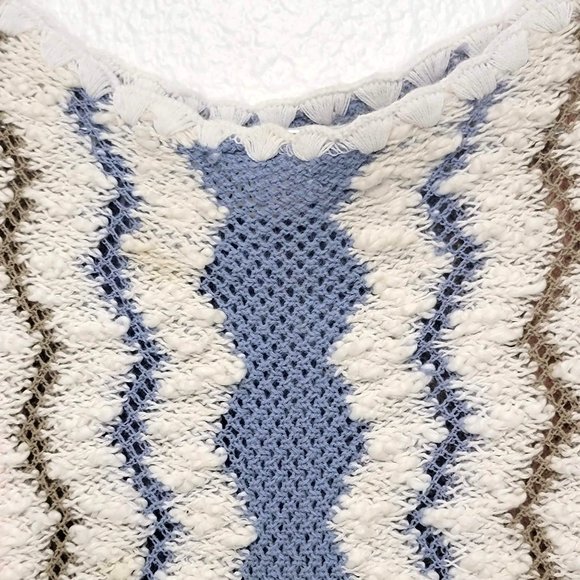 Bonnie & Bill New York 70s Cream Periwinkle Multicolor Zig Zag Design Sweater - Picture 2 of 8